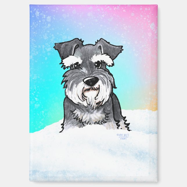 Aimant Schnauzer d'hiver (Recto)