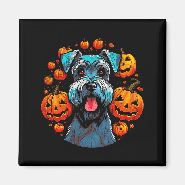 Aimant Schnauzer Halloween Chien Noir Tri-Blend Premium (Devant)