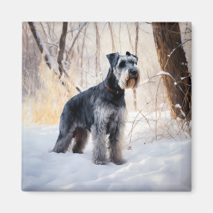 Aimant Schnauzer Qu'il neige Noël