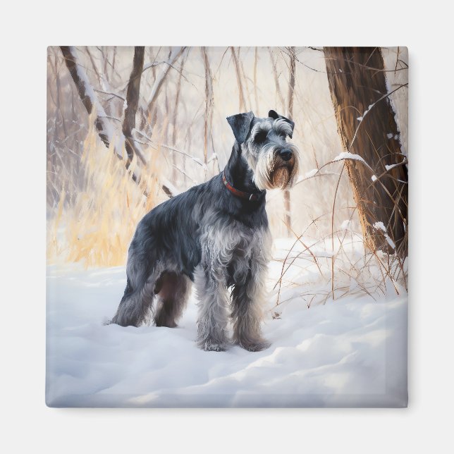 Aimant Schnauzer Qu'il neige Noël (Devant)
