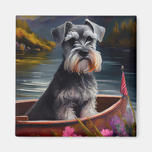 Aimant Schnauzer sur une pagaie : Une aventure pittoresqu