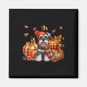Aimant Schnauzer Thanksgiving Leopard Citrouilles en cong