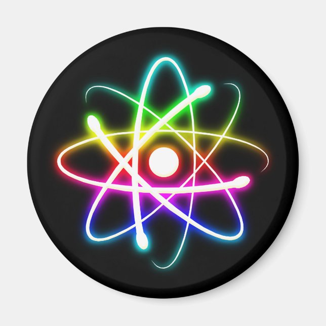 Aimant Science de l'Atomique brillante colorée (Devant)