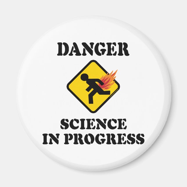 Aimant Science du danger en cours - Humour de pet enflamm (Devant)