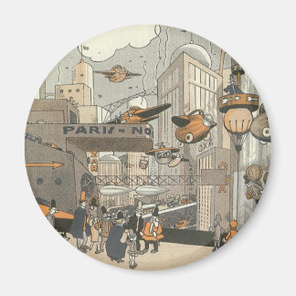 Aimant Science-fiction vintage Paris urbain, Steam Punk