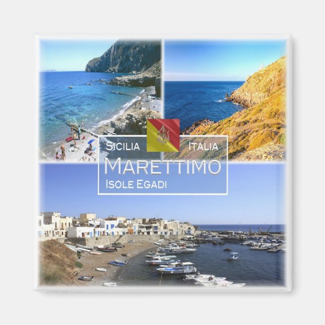 Aimant SCL008 MARETTIMO ISLAND - Mosaïque - Sicile - Réfr (Devant)