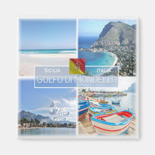 Aimant SCL018 MONDELLO GULF, Mosaïque, Sicile, Réfrigérat
