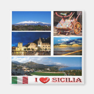 Aimant SCL053 SICILY I Love, Mosaic, Italie, Frigo
