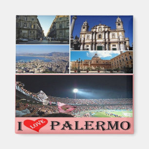 Aimant SCL075 PALERMO, I Love, Mosaïque Sicile, Réfrigéra