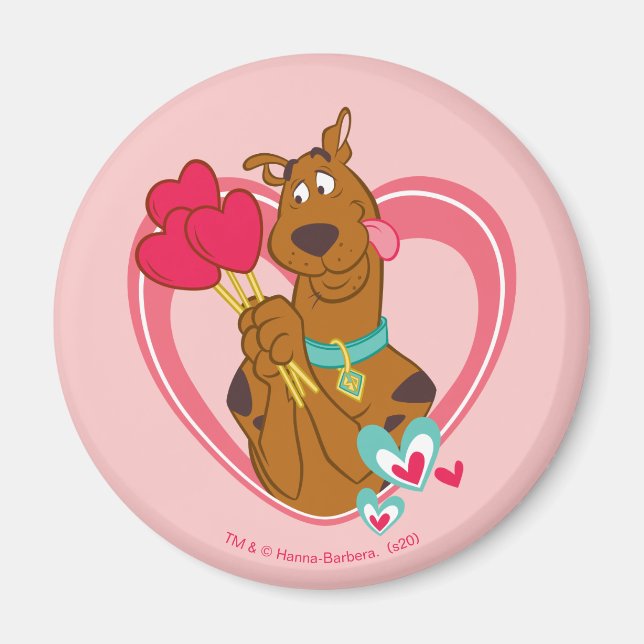 Aimant Scooby-Doo Holding Heart Lolipops (Devant)