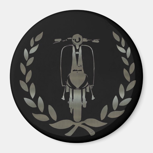 Aimant Scooter et laurier Metallic Silver (Devant)