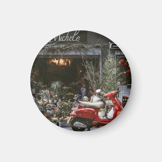 Aimant Scooter rouge vintage (Devant)