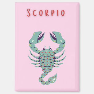Aimant Scorpion rose, zodiaque, signe du zodiaque