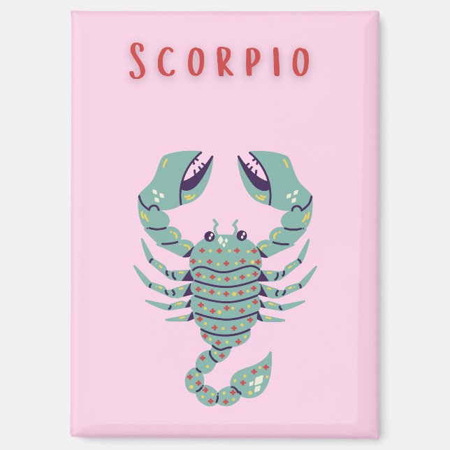 Aimant Scorpion rose, zodiaque, signe du zodiaque (Recto)