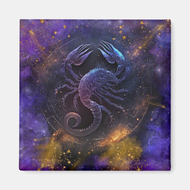 Aimant Scorpion Signe du zodiaque Dessin à l'aquarelle (Devant)
