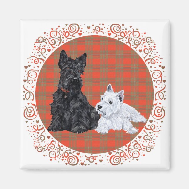 Aimant Scottie Adulte & chiot Westie (Devant)