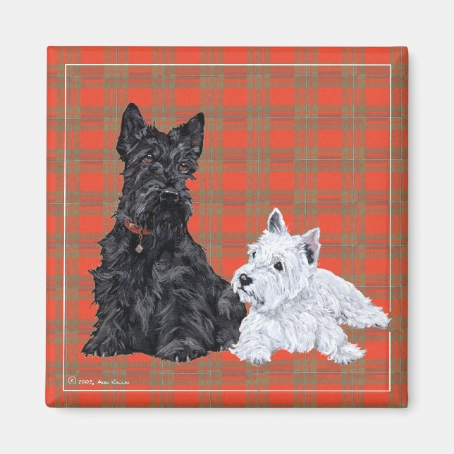 Aimant Scottie Adulte & chiot Westie (Devant)