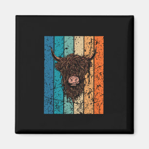 Aimant Scottish Highland Cow Retro