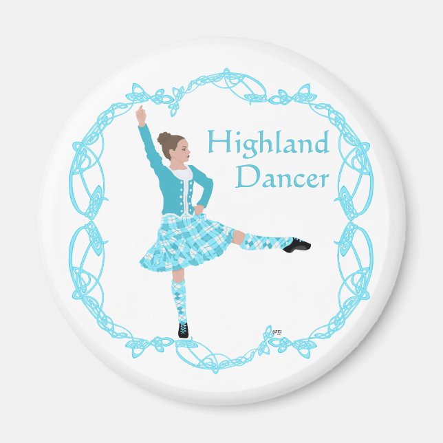 Aimant Scottish Highland Dancer Celtic Knotwork Turquoise (Devant)