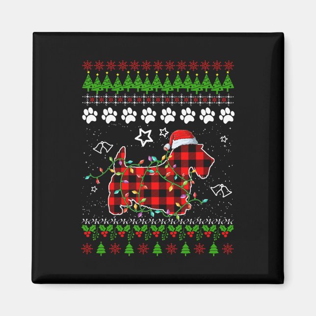 Aimant Scottish Terrier Dog Funny Xmas Ugly Sweater Chris (Devant)