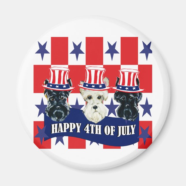 Aimant Scottish Terriers 4th of July (Devant)