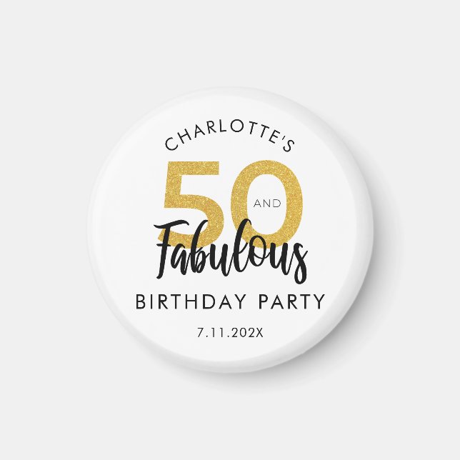 Aimant Script 50 et Fabuleux Cadeau Souvenir 50e Annivers (Devant)