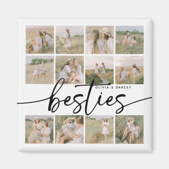 Aimant Script Besties Photo Collage Personalized (Devant)