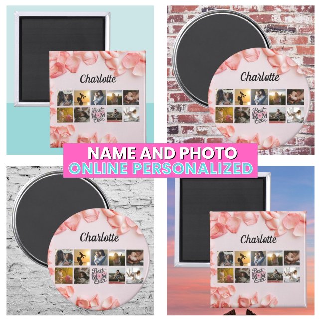 Aimant Script de collage de photos de maman Meilleure mam (Mother's Photo Collage Script Best Mom Ever Magnet
)