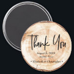 Aimant Script de Merci coupé en bois rustique Mariage<br><div class="desc">Express votre gratitude à vos invités mariages de manière charmante et rustique avec le rustique Mariage Bois coupe Merci Magnet. Cette faveur unique est conçue pour laisser une impression durable et servir de rappel quotidien de votre journée spéciale. L'aimant est orné d'un arrière - plan imprimé en bois, ajoutant une...</div>