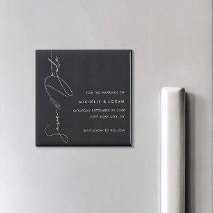 Aimant Script manuscrit moderne simple noir et blanc