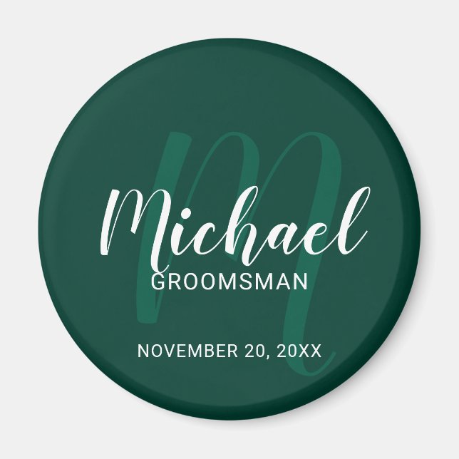 Aimant Script moderne Groomsmen personnalisé Monogramme&N (Devant)