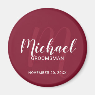 Aimant Script moderne Groomsmen personnalisé Monogramme&N