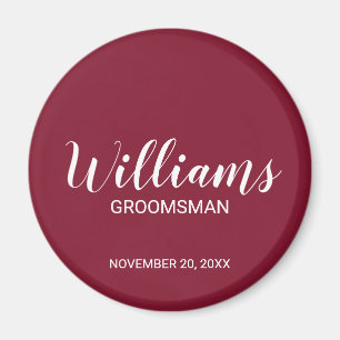 Aimant Script moderne Nom du Groomsman personnalisé