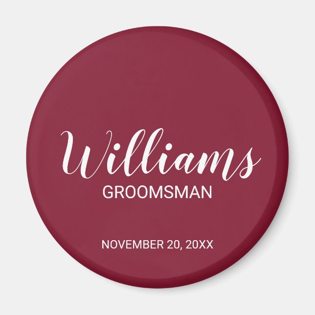 Aimant Script moderne Nom du Groomsman personnalisé (Devant)