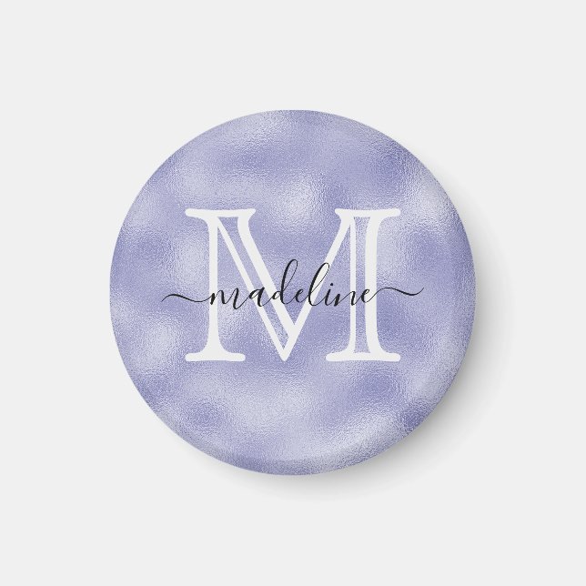 Aimant Script moderne violet huile Monogramme cuisine (Devant)