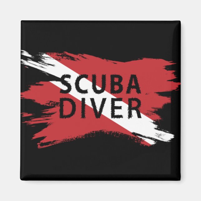 Aimant Scuba Diver, Diver Down Flag, Scuba flag (Devant)