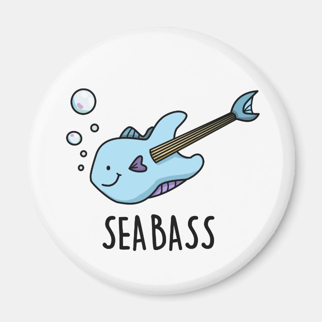 Aimant Sea Bass Funny Bass Guitare Poisson Pun (Devant)
