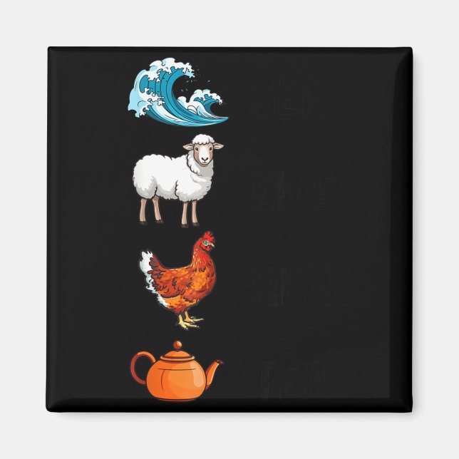 Aimant Sea Ewe Hen Tea Funny Joke Saying Quote Men Women  (Devant)