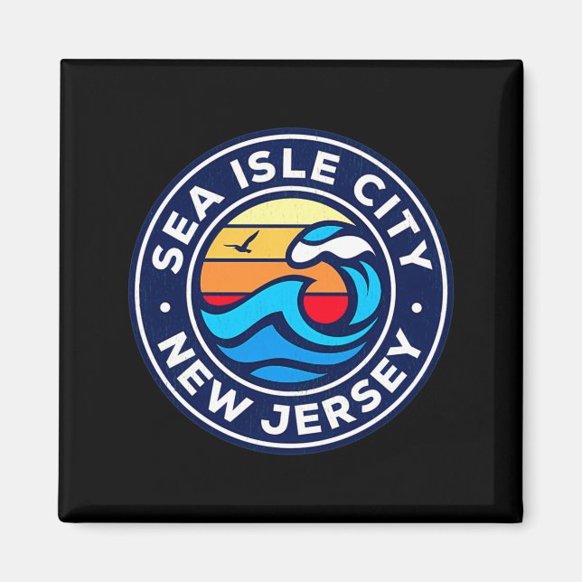 Aimant Sea Isle City New Jersey Nj Nautical Waves 5 T Shi (Devant)