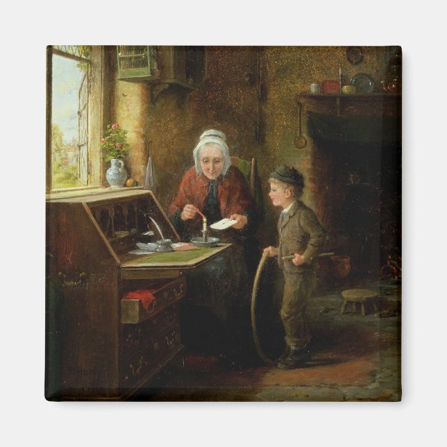 Aimant Sealing a Letter, 1890 (huile sur panneau) (Devant)