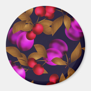 Aimant Seamless dark plum fruits purple berries cherry