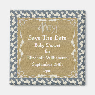 Aimant Seashells & Beach Sauvez Le Baby shower De La Date