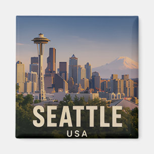 Aimant ☕ Seattle Pacific Northwest Cadeau de voyage ☕