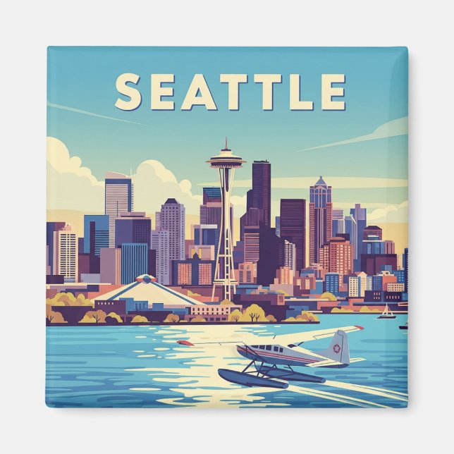 Aimant Seattle Washington Retro (Devant)