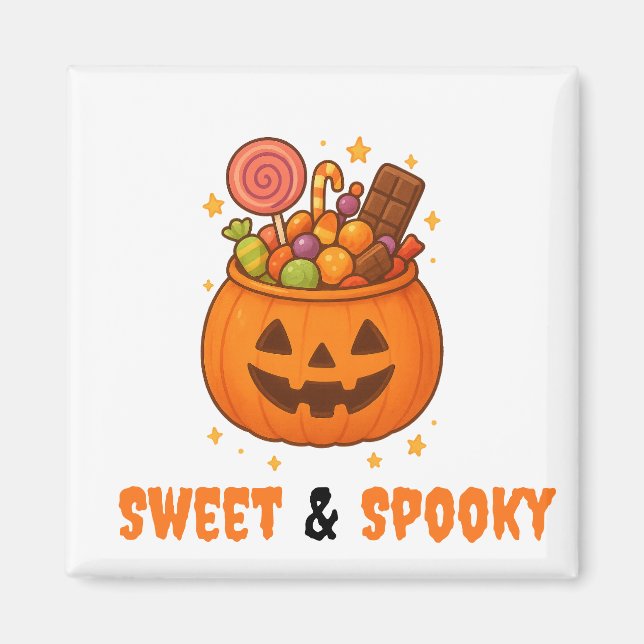 Aimant Seau citrouille plein de sucré - Halloween (Devant)