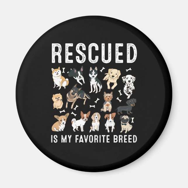 Aimant Secouru Est Ma race préférée mignonne Chiens Secou (Devant)