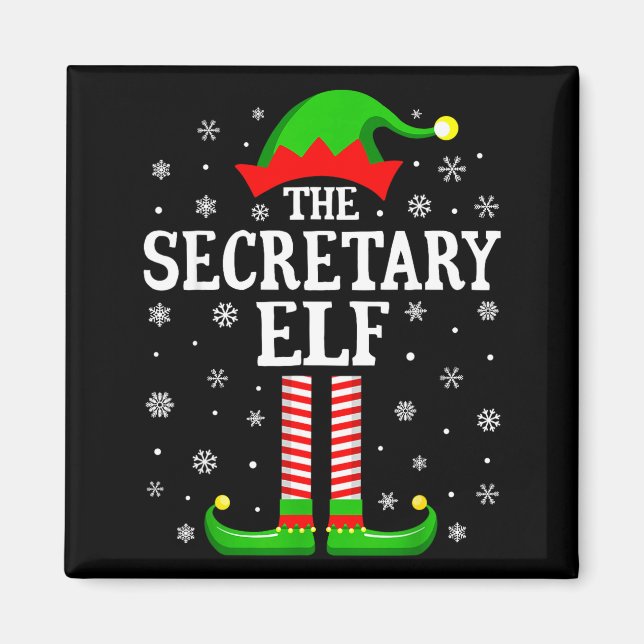 Aimant Secretary Elf Funny Christmas Family Matching  (Devant)