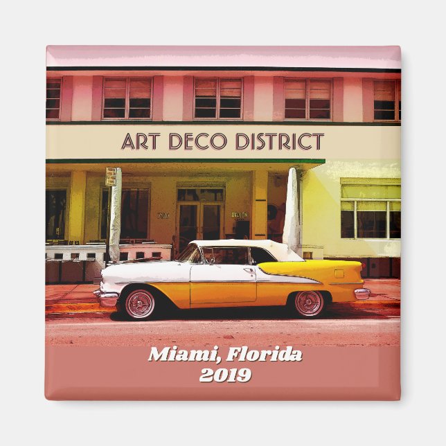 Aimant Secteur d'art déco, Miami, la Floride sans année (Devant)