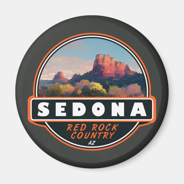 Aimant Sedona Arizona Red Rock Country Watercolor Emblem (Devant)