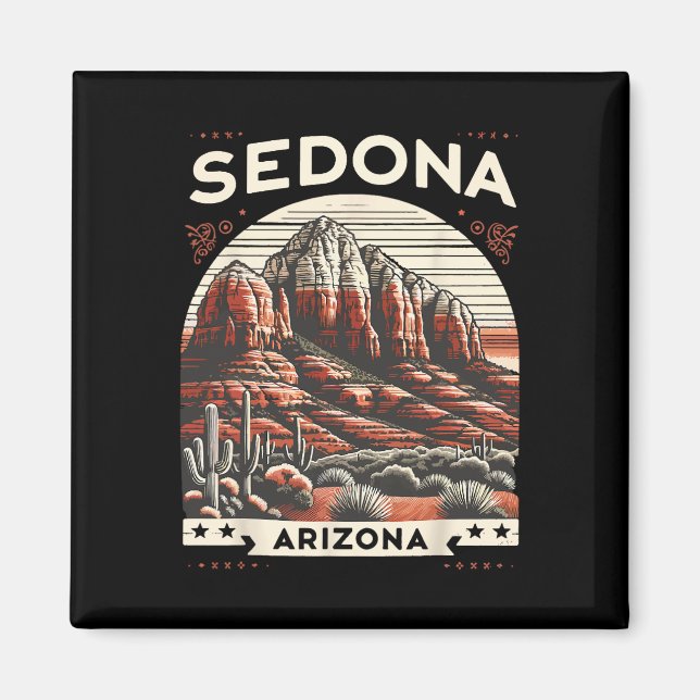 Aimant Sedona Az Hiking Outdoors Mountain Sedona Usa Retr (Devant)